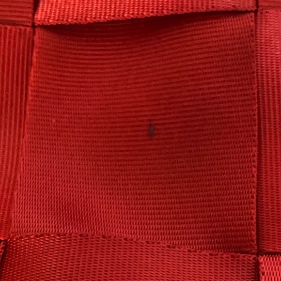 Seatbelt Purse (Red)  Woven Neutral Y2K
90s Top Handle Shoulder Bag. Preloved - Picture 8 of 10